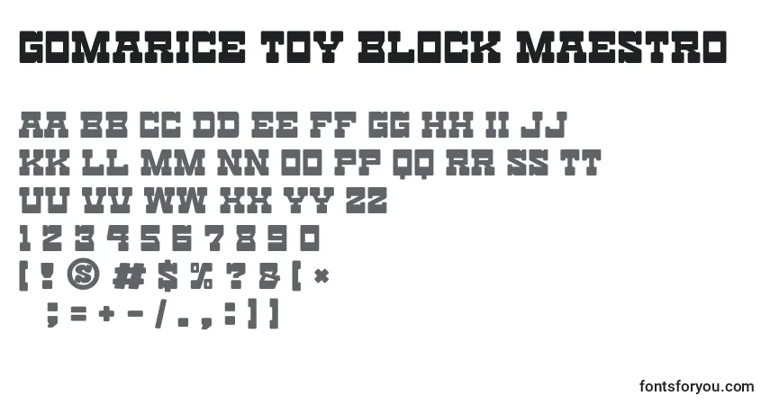 A fonte Gomarice toy block maestro – alfabeto, números, caracteres especiais