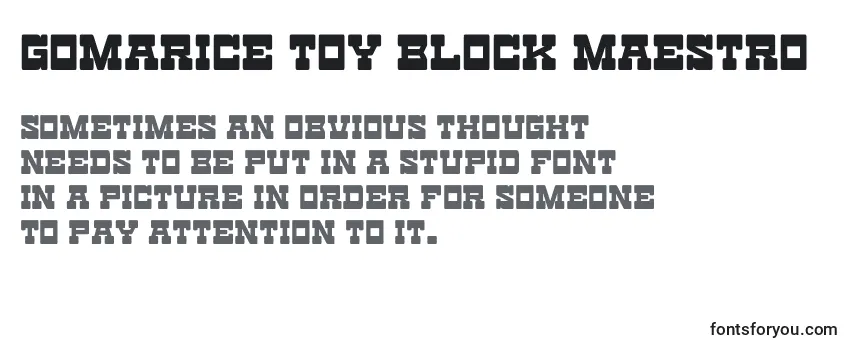 Przegląd czcionki Gomarice toy block maestro
