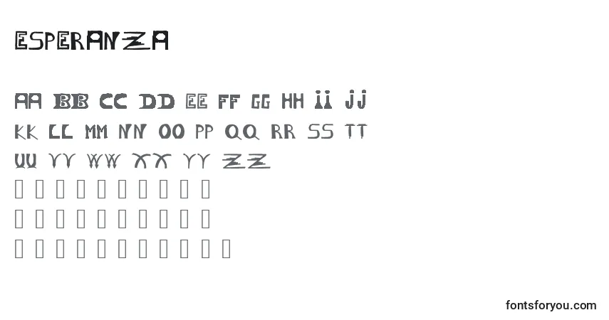 Czcionka Esperanza – alfabet, cyfry, specjalne znaki