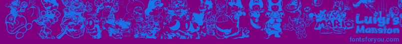 Шрифт MarioAndLuigi – синие шрифты на фиолетовом фоне