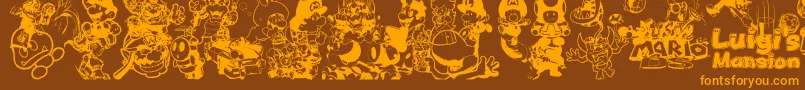 Czcionka MarioAndLuigi – pomarańczowe czcionki na brązowym tle