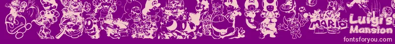 Czcionka MarioAndLuigi – różowe czcionki na fioletowym tle