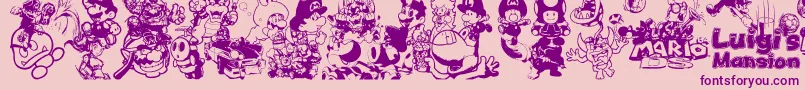 MarioAndLuigi Font – Purple Fonts on Pink Background