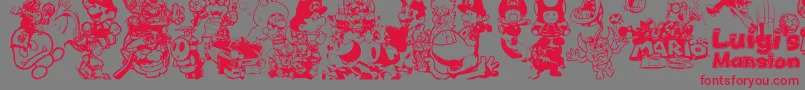 フォントMarioAndLuigi – 赤い文字の灰色の背景