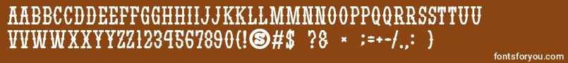 Weitere Informationen zur gomarice yatsurano western-Schriftart gomarice yatsurano western-Schriftart – Weiße Schriften auf braunem Hintergrund