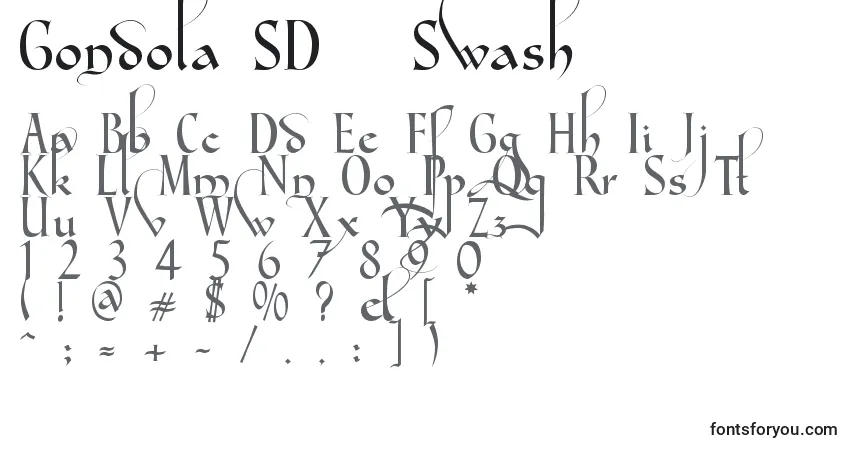 A fonte Gondola SD   Swash – alfabeto, números, caracteres especiais