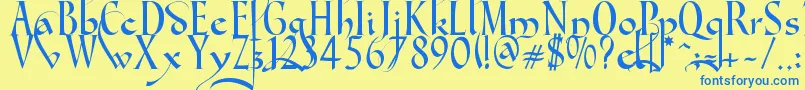Gondola SD   Swash Font – Blue Fonts on Yellow Background