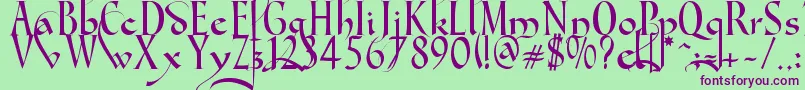 Gondola SD   Swash Font – Purple Fonts on Green Background
