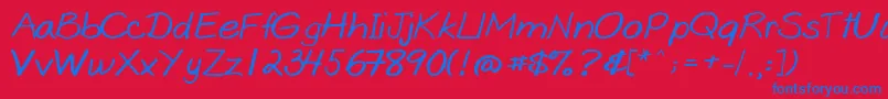 Goobascript-fontti – siniset fontit punaisella taustalla