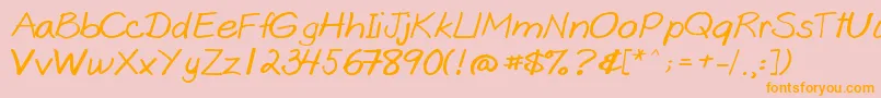 Goobascript-fontti – oranssit fontit vaaleanpunaisella taustalla