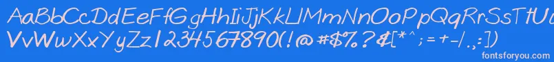 Goobascript Font – Pink Fonts on Blue Background