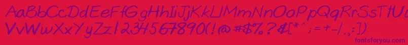 Goobascript-fontti – violetit fontit punaisella taustalla