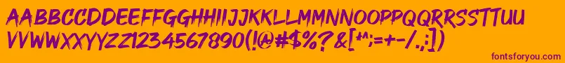 Good Brush-Schriftart – Violette Schriften auf orangefarbenem Hintergrund