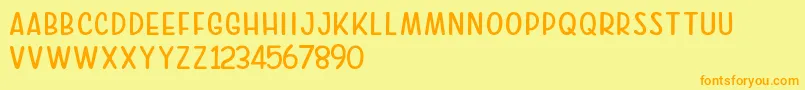 Lisätietoja Good Feeling Sans Demo-fontista Good Feeling Sans Demo-fontti – oranssit fontit keltaisella taustalla