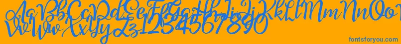 Good Feeling Script Demo-Schriftart – Blaue Schriften auf orangefarbenem Hintergrund