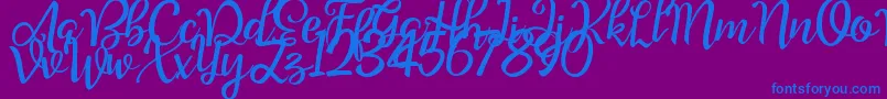 フォントGood Feeling Script Demo – 紫色の背景に青い文字