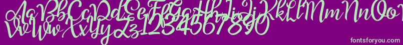 Good Feeling Script Demo Font – Green Fonts on Purple Background
