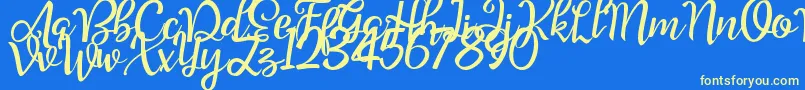 Шрифт Good Feeling Script Demo – жёлтые шрифты на синем фоне