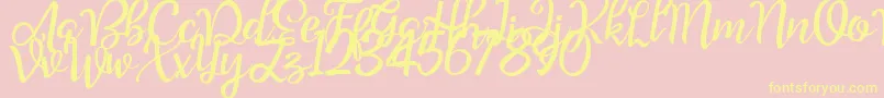 Good Feeling Script Demo-Schriftart – Gelbe Schriften auf rosa Hintergrund
