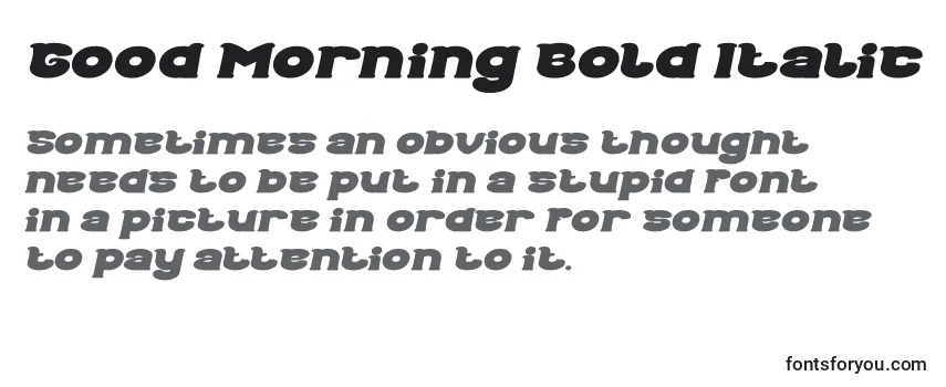 Überblick über die Schriftart Good Morning Bold Italic