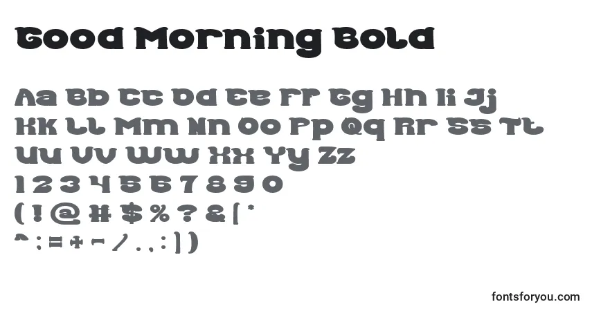 Czcionka Good Morning Bold – alfabet, cyfry, specjalne znaki