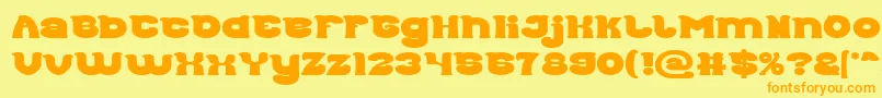 フォントGood Morning Bold – オレンジの文字が黄色の背景にあります。