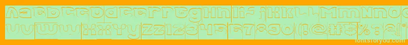 Good Morning Hollow Inverse-Schriftart – Grüne Schriften auf orangefarbenem Hintergrund