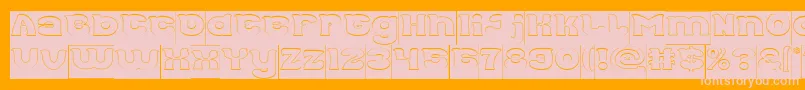 Good Morning Hollow Inverse-Schriftart – Rosa Schriften auf orangefarbenem Hintergrund