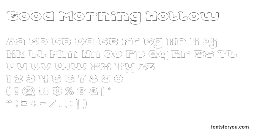 Schriftart Good Morning Hollow – Alphabet, Zahlen, spezielle Symbole