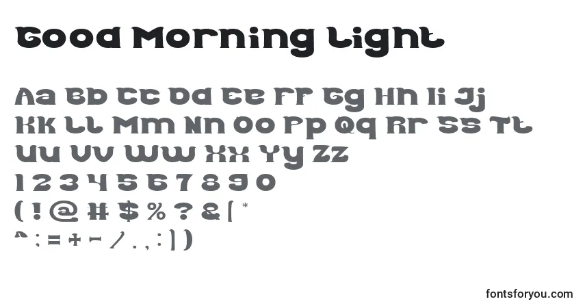 Czcionka Good Morning Light – alfabet, cyfry, specjalne znaki