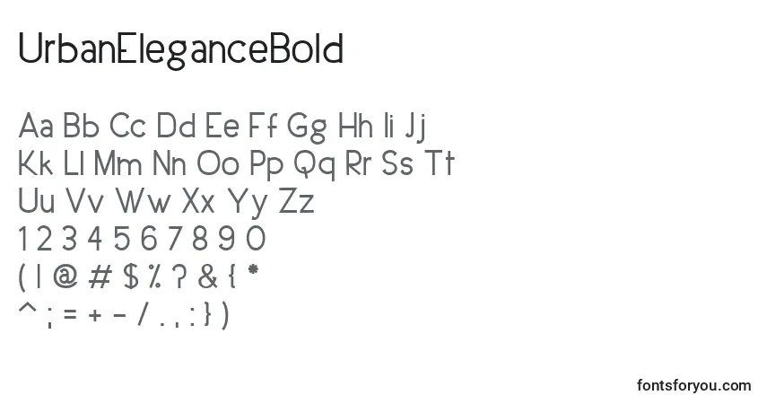 Шрифт UrbanEleganceBold – алфавит, цифры, специальные символы