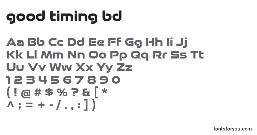 A fonte Good timing bd – alfabeto, números, caracteres especiais