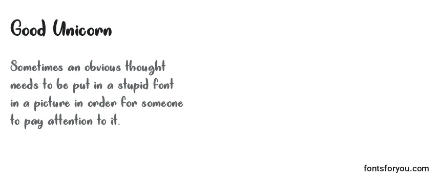 Review of the Good Unicorn   Font