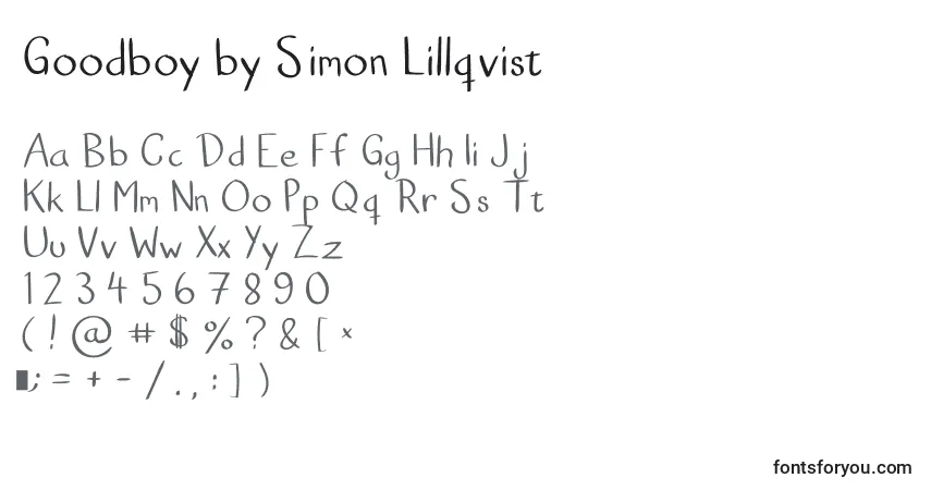 Schriftart Goodboy by Simon Lillqvist – Alphabet, Zahlen, spezielle Symbole