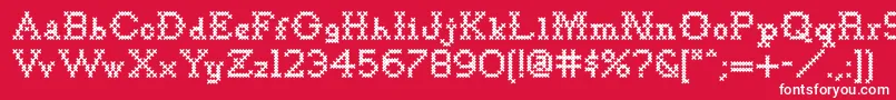 Goodbye Crewel World NF Font – White Fonts on Red Background