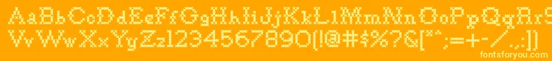 Goodbye Crewel World NF Font – Yellow Fonts on Orange Background