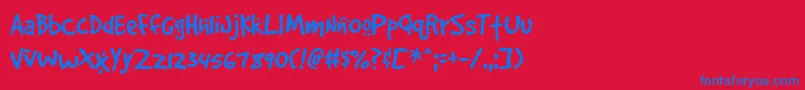 フォントGOODDC   – 赤い背景に青い文字