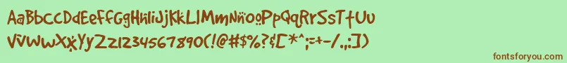 GOODDC  -fontti – ruskeat fontit vihreällä taustalla