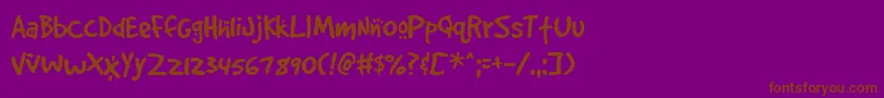 GOODDC  -Schriftart – Braune Schriften auf violettem Hintergrund