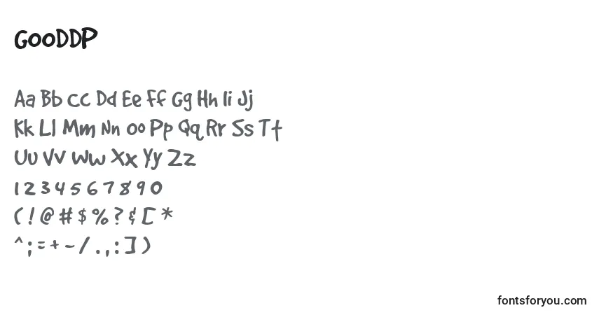 Czcionka GOODDP   (128227) – alfabet, cyfry, specjalne znaki