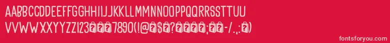 Goodie Bag DEMO-fontti – vaaleanpunaiset fontit punaisella taustalla