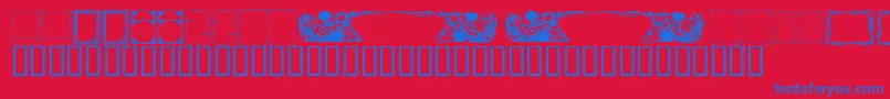 フォントKrDecoFrames – 赤い背景に青い文字