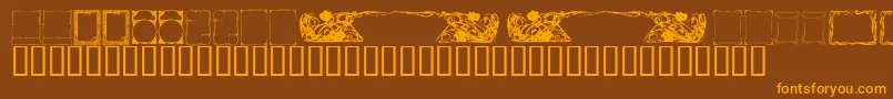 Weitere Informationen zur KrDecoFrames-Schriftart KrDecoFrames-Schriftart – Orangefarbene Schriften auf braunem Hintergrund