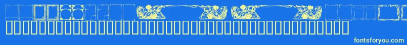 KrDecoFrames-Schriftart – Gelbe Schriften auf blauem Hintergrund