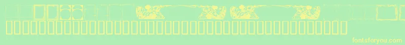 フォントKrDecoFrames – 黄色の文字が緑の背景にあります