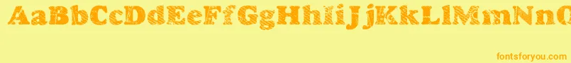 フォントGoodjean – オレンジの文字が黄色の背景にあります。