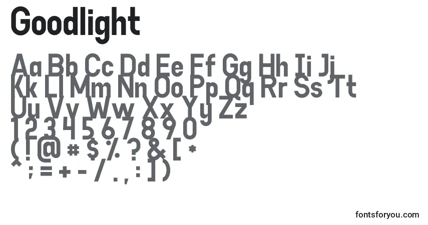 Schriftart Goodlight – Alphabet, Zahlen, spezielle Symbole