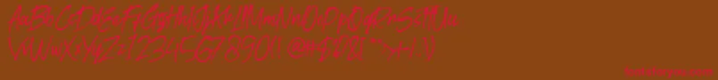 Goodlightsdemo-Schriftart – Rote Schriften auf braunem Hintergrund