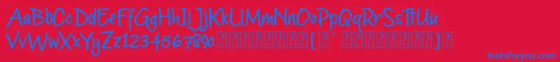 Goodmarker FREE FOR PERSONAL USE Font – Blue Fonts on Red Background