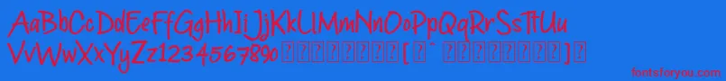 Goodmarker FREE FOR PERSONAL USE Font – Red Fonts on Blue Background